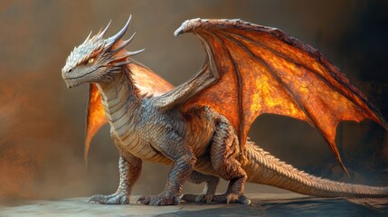 Mythical dragon, majestic stance