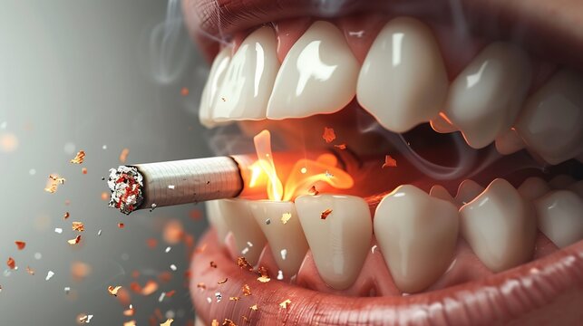 Detailed illustration of how smoking affects oral health