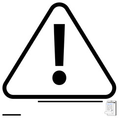 Exclamation mark in triangular warning sign with contract document. Ideal for caution, safety, compliance, legal matters, risk, warning messages, simple landing page