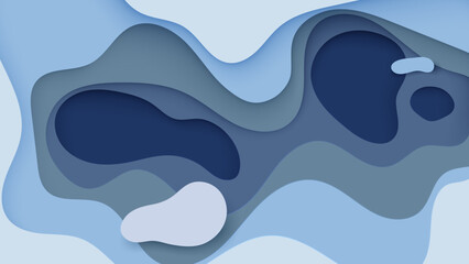 Abstract paper cut style background featuring layered shapes in blue tones