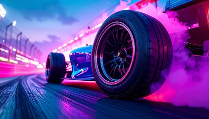 Revving engines and tires ready to launch.  