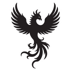phoenix bird black silhouette vector, Simple Design vector icon with white background.