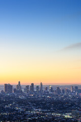 Fototapeta premium Los Angeles downtown skyline at sunset