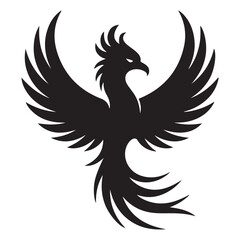 phoenix bird black silhouette vector, Simple Design vector icon with white background.