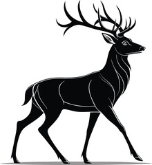 simple and clean deer vector art illustration with white background 