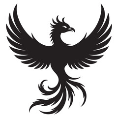 phoenix bird black silhouette vector, Simple Design vector icon with white background.
