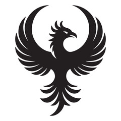phoenix bird black silhouette vector, Simple Design vector icon with white background.