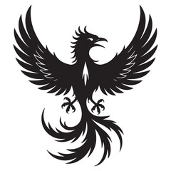 phoenix bird black silhouette vector, Simple Design vector icon with white background.
