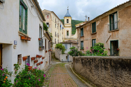 A street in the historic district of  Piedimonte Matese, a town in the province of Caserta, Italy.