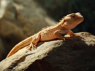 Fototapeta premium a gecko resting on a rock