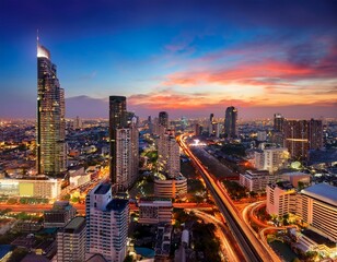 bangkok cityscape at twilight thailand