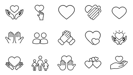 Friendship and love line icons set