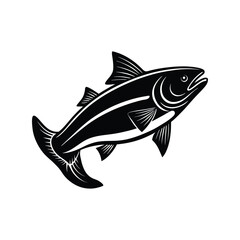 Fototapeta premium Salmon Fish Silhouette Vector – Black Fish Icon for Seafood, Nature, and Fishing Designs