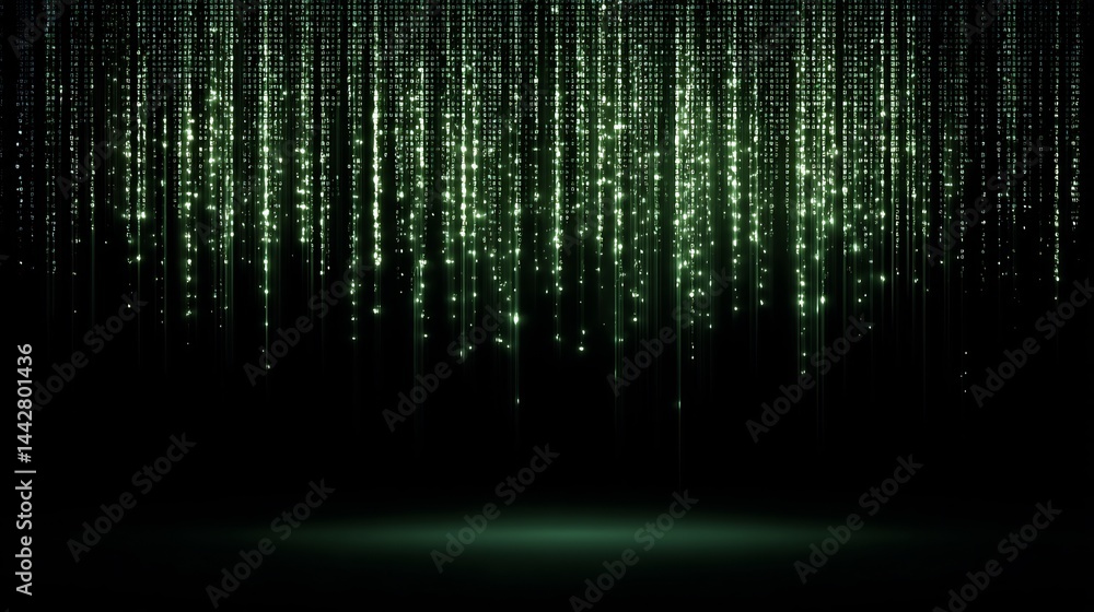 Aufkleber emerald cascade: an abstract display of sparkling green light on a dark backdrop