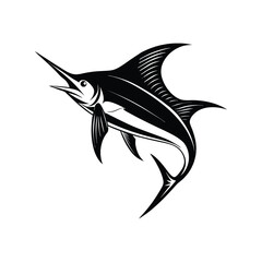 Marlin Fish Silhouette Vector – Black Sea Animal Illustration
