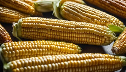 Fresh Yellow Corn on Wooden Background