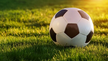 closeup of soccer ball on green grass