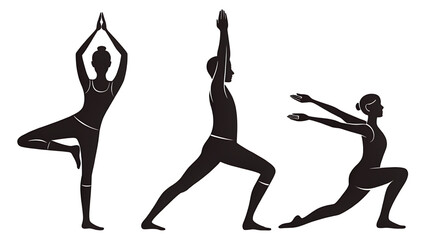 Black vector silhouettes illustrate the evolution of sport and fitness for women and men