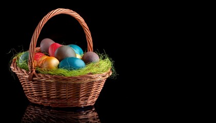 osternest vor schwarzem hintergrund