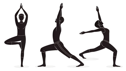 Black vector silhouettes illustrate the evolution of sport and fitness for women and men