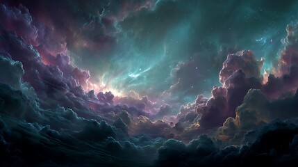 Obraz premium Colorful cosmic cloudscape, ethereal glow