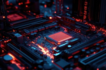 Closeup electronic circuit board components