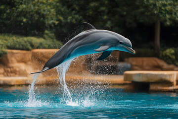 Graceful Dolphin Mid Air Jump Captured in Motion