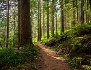 Fototapeta premium hiking trail through the forest