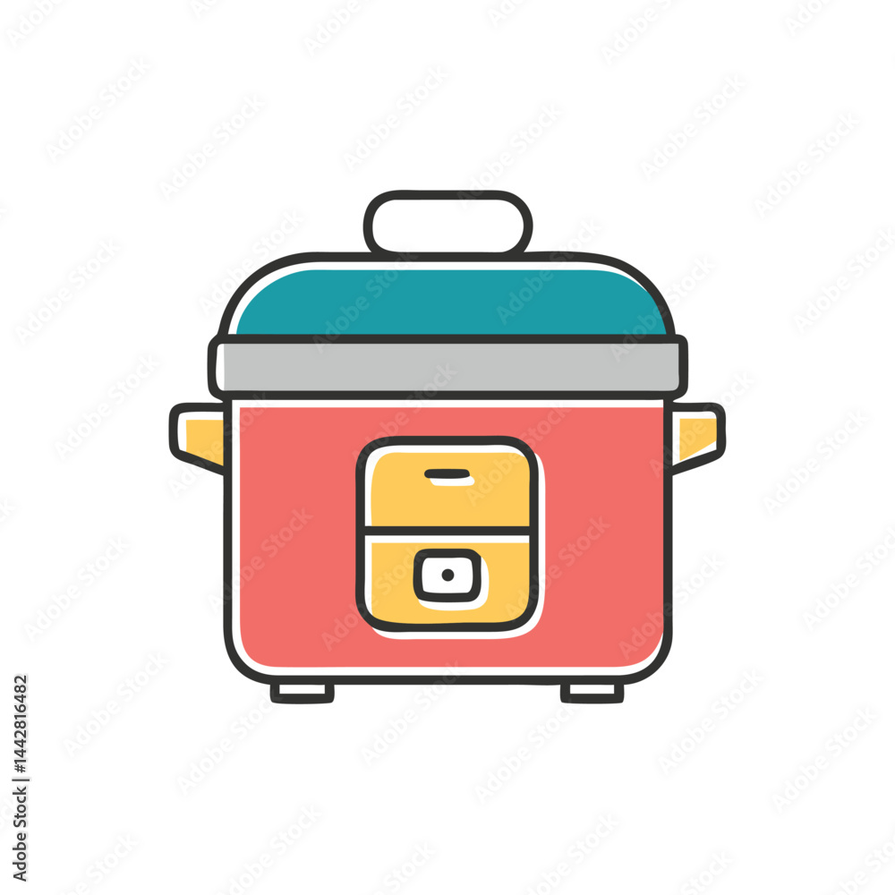 Poster rice cooker on white background for web and graphic design