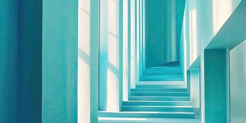 Obraz premium Intricate light-filled teal architectural passage