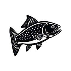 Trout Fish Silhouette Vector, Freshwater Fish Icon, Nature Clipart for Fishing