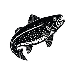 Fototapeta premium Trout Fish Silhouette Vector, Freshwater Fish Icon, Nature Clipart for Fishing