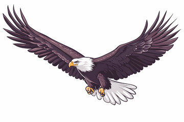 Naklejka premium Sharp Beak and Piercing Eyes of a Flying Bald Eagle