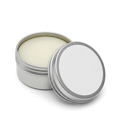 Coconut Oil Lip Balm Metal Tin Blank Label Isolated on White