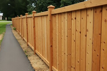 Wood Fence Along Sidewalk Street