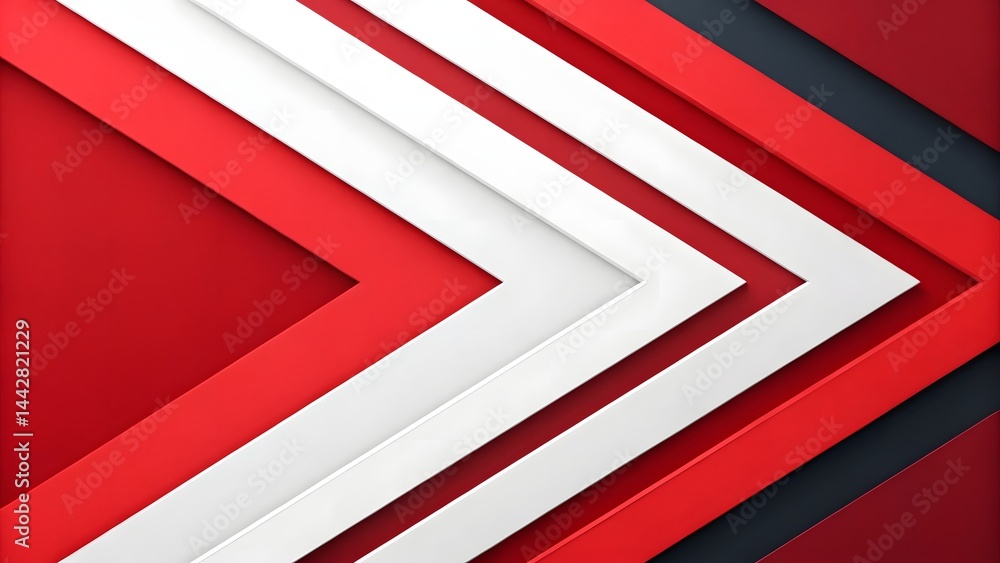 Poster red and white chevron pattern abstract background with sharp angled geometric shapes design layout