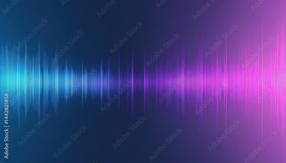 Poster abstract audio waveform visualization with blue and purple gradient
