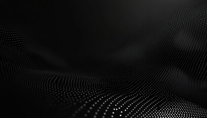 Abstract Black Background with Glowing Particles and Wave Motion