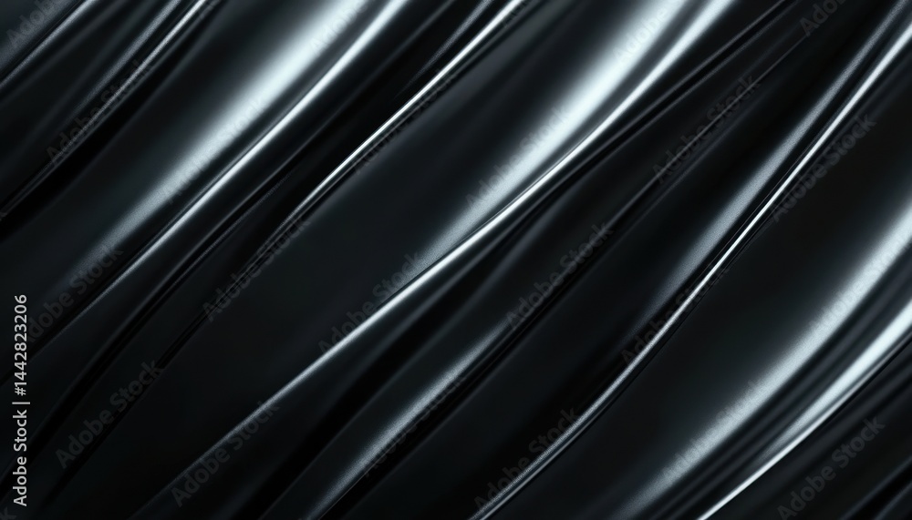 Poster abstract black fabric texture with shiny waves