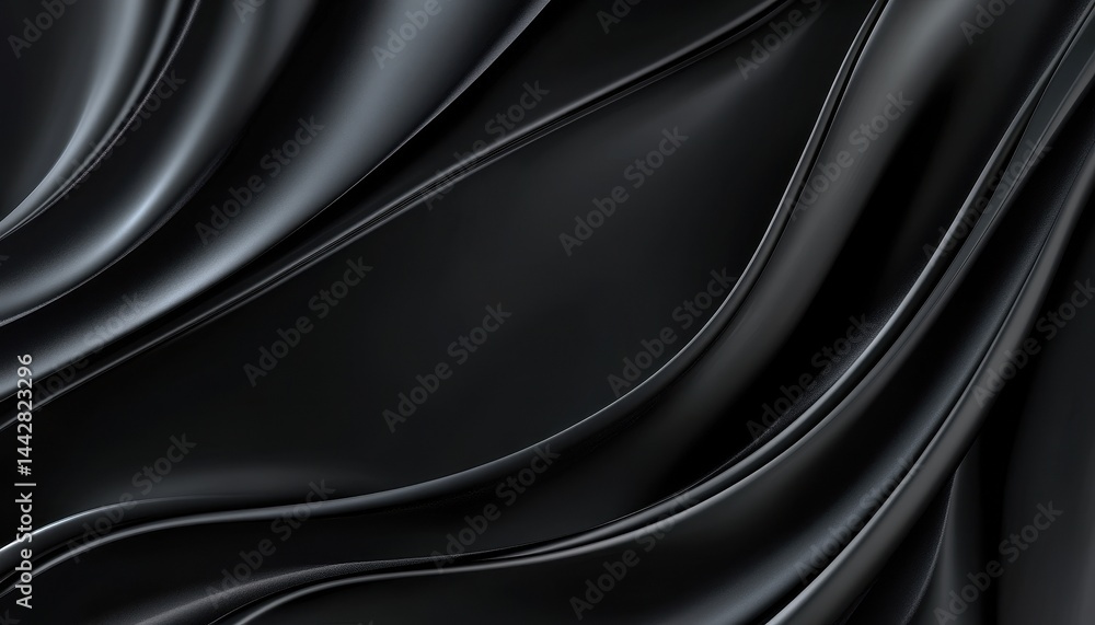 Poster abstract black fabric texture with smooth waves