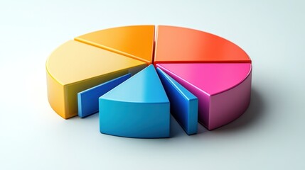 Obraz premium 3D icon of a pie chart with segments pulling out, isolated white background