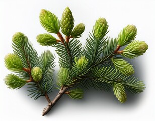 tannenzweig mit frischen trieben