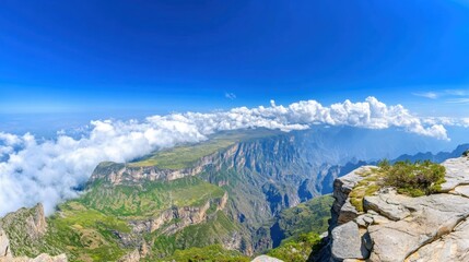 Obraz premium Breathtaking Mountain View With Clouds Above Scenic Landscape