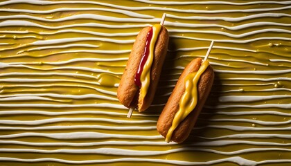 Corn Dog Duo on Drizzled Background