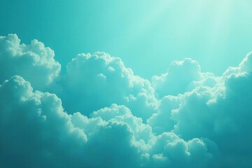 Textured turquoise backdrop, hazy ethereal cloudscape, swirls, sky