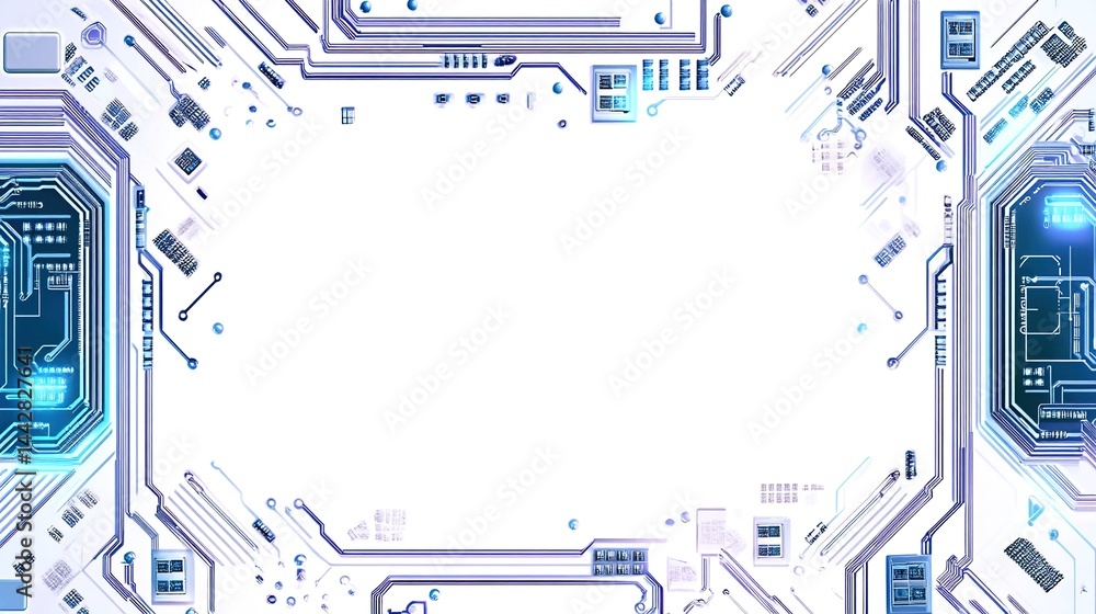 Poster abstract technology frame with circuit board design.