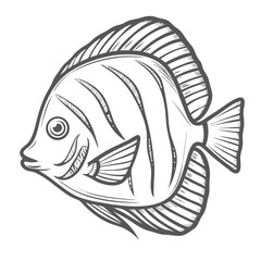 Batfish Pinnatus Platax Pinnatus Line Art