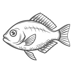 Black Axil Chromis Fish Line Art Illustration