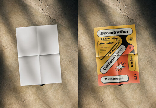 Mockup Of Customized A2 Poster With Fold Creases
