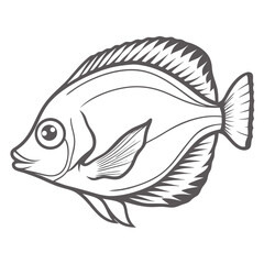 Magnificent Foxface Fish Outline Illustration